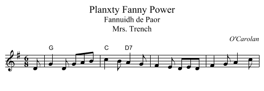 Planxty Fanny Power - staff notation