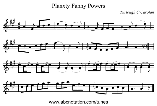 Planxty Fanny Powers - staff notation