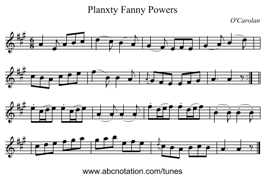 Planxty Fanny Powers - staff notation