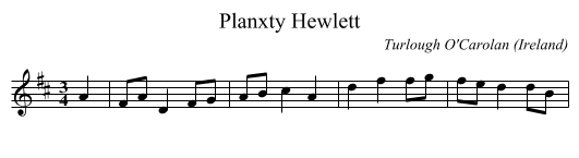 Planxty Hewlett - staff notation