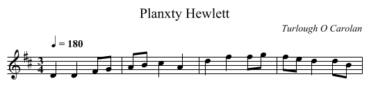 Planxty Hewlett - staff notation