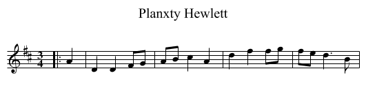 Planxty Hewlett - staff notation