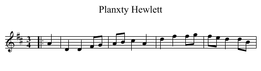 Planxty Hewlett - staff notation