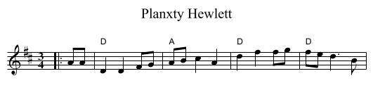 Planxty Hewlett - staff notation