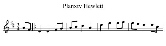 Planxty Hewlett - staff notation