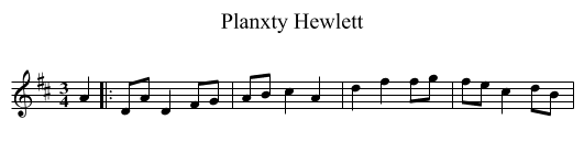 Planxty Hewlett - staff notation