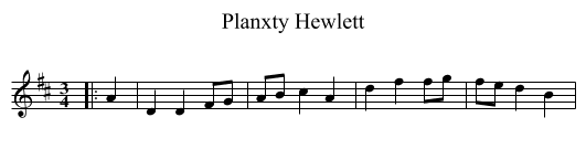 Planxty Hewlett - staff notation