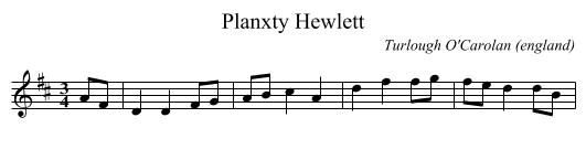 Planxty Hewlett - staff notation