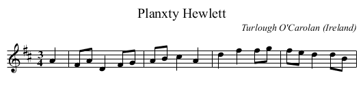 Planxty Hewlett - staff notation