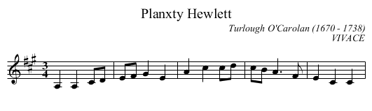 Planxty Hewlett - staff notation