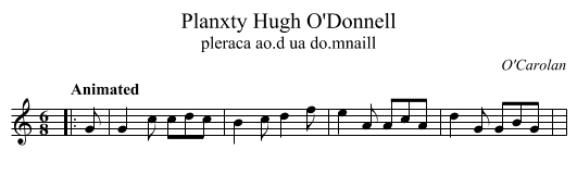 Planxty Hugh O'Donnell - staff notation