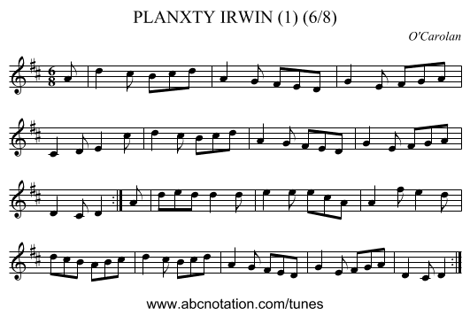 PLANXTY IRWIN (1) (6/8) - staff notation