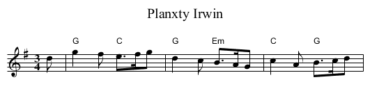 Planxty Irwin - staff notation