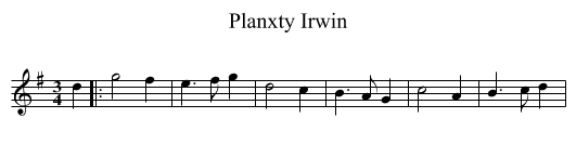 Planxty Irwin - staff notation