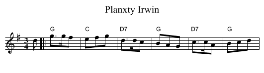 Planxty Irwin - staff notation