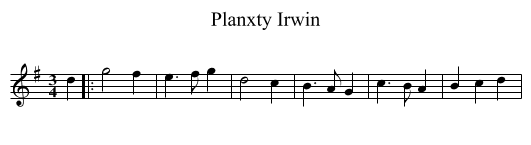 Planxty Irwin - staff notation