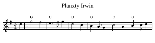 Planxty Irwin - staff notation