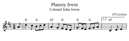 Planxty Irwin - staff notation