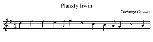 Planxty Irwin - staff notation
