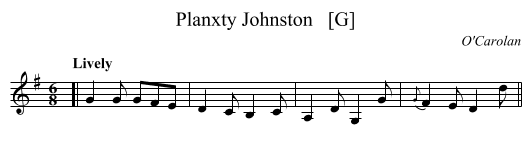 Planxty Johnston   [G] - staff notation