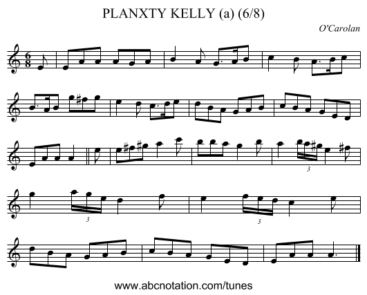 PLANXTY KELLY (a) (6/8) - staff notation