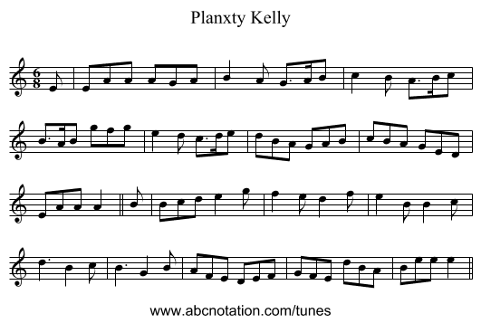 Planxty Kelly - staff notation