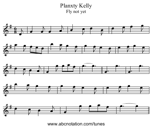 Planxty Kelly - staff notation