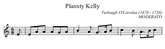 Planxty Kelly - staff notation