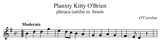 Planxty Kitty O'Brien - staff notation