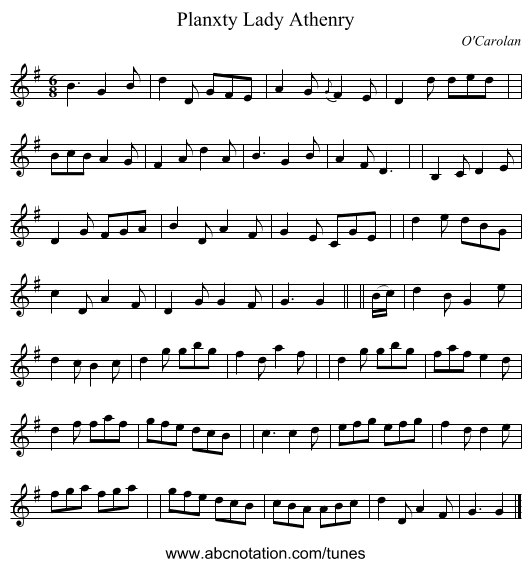 Planxty Lady Athenry - staff notation