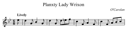 Planxty Lady Wrixon - staff notation