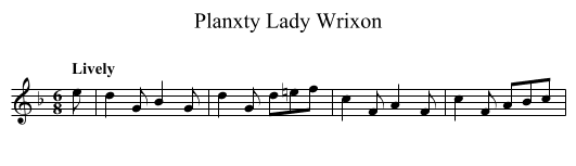 Planxty Lady Wrixon - staff notation