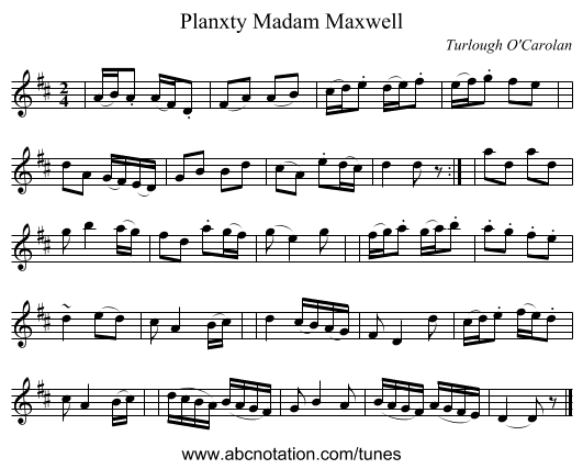 Planxty Madam Maxwell - staff notation