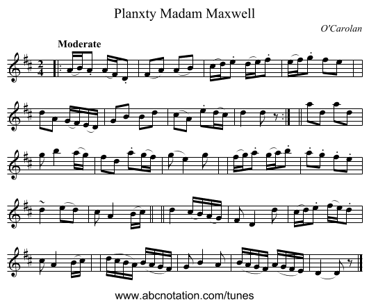 Planxty Madam Maxwell - staff notation