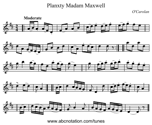 Planxty Madam Maxwell - staff notation