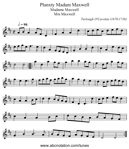 Planxty Madam Maxwell - staff notation
