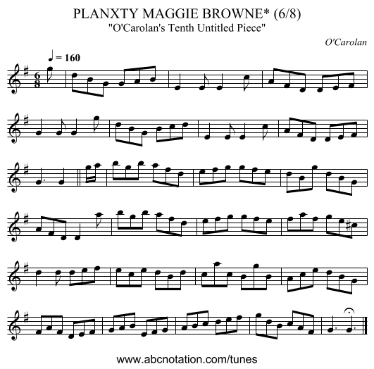 PLANXTY MAGGIE BROWNE* (6/8) - staff notation