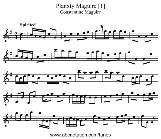 Planxty Maguire [1] - staff notation