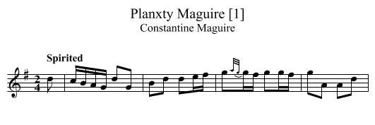 Planxty Maguire [1] - staff notation