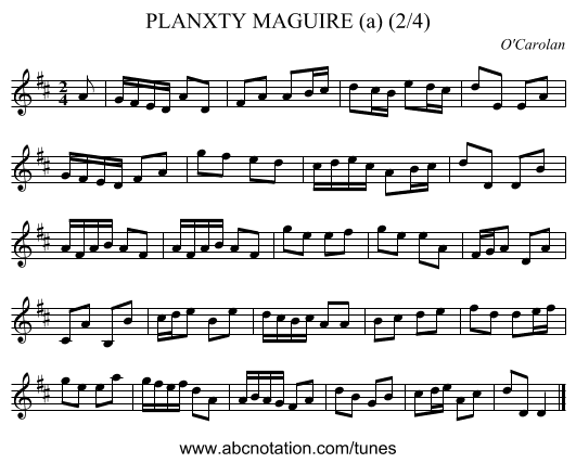 PLANXTY MAGUIRE (a) (2/4) - staff notation