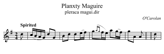 Planxty Maguire - staff notation