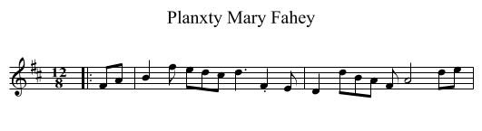 Planxty Mary Fahey - staff notation