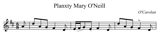 Planxty Mary O'Neill - staff notation