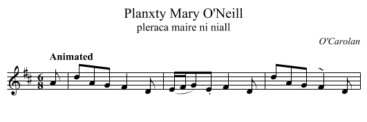 Planxty Mary O'Neill - staff notation