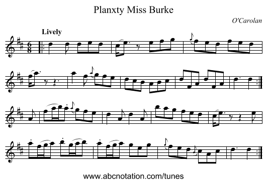 Planxty Miss Burke - staff notation