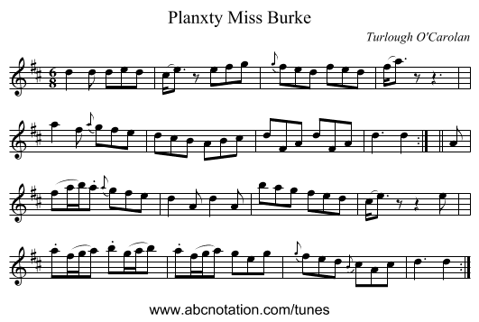 Planxty Miss Burke - staff notation