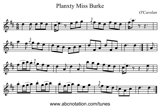 Planxty Miss Burke - staff notation