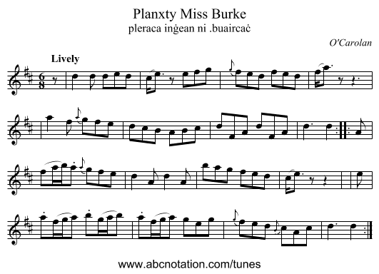 Planxty Miss Burke - staff notation