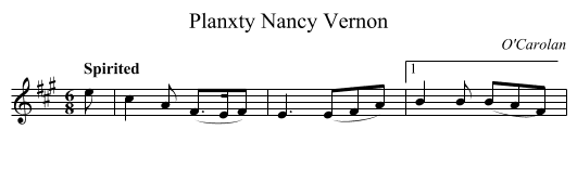 Planxty Nancy Vernon - staff notation