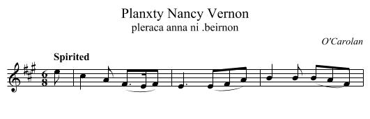 Planxty Nancy Vernon - staff notation